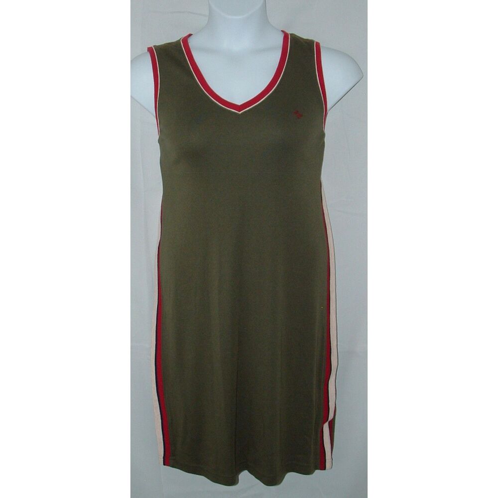 Dark Olive Green Sz Large Casual Wear Soft Stretchy Sleeveless Knee Length Dress